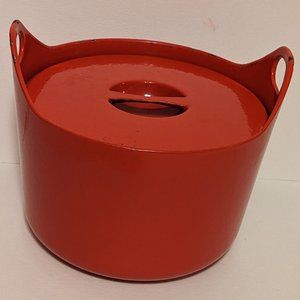 Timo Sarpaneva Red Enamel Vintage Dutch Oven Made in Finland